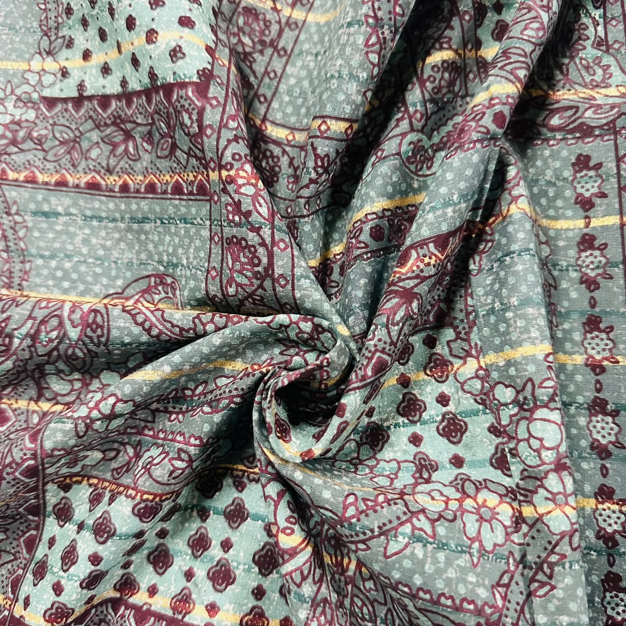 Sea Blue Dabu Print Cotton Fabric AFI-29616 - TradeUNO