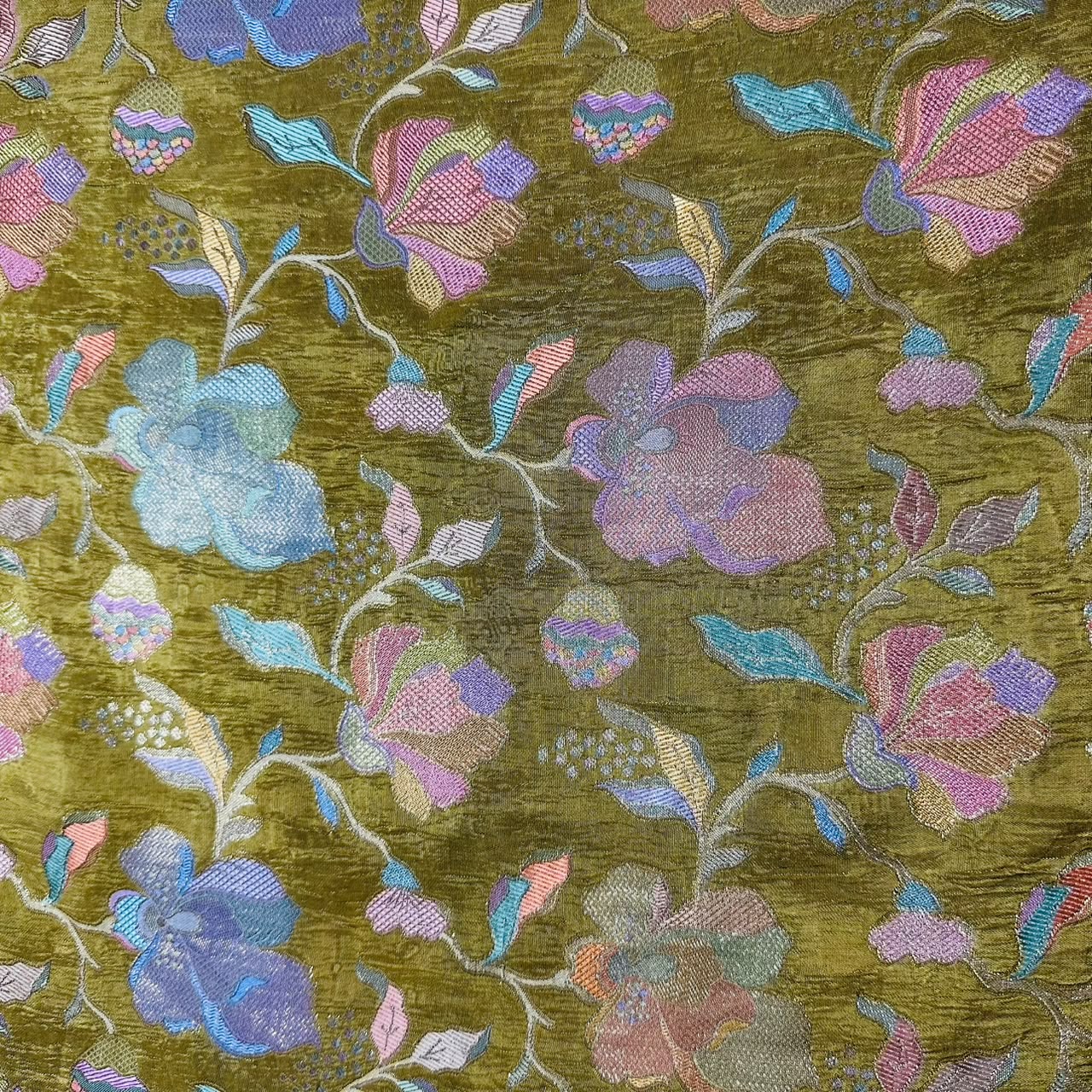 Olive Gold Floral Jaal Dola Jacquard Fabric SGS-30705 - TradeUNO