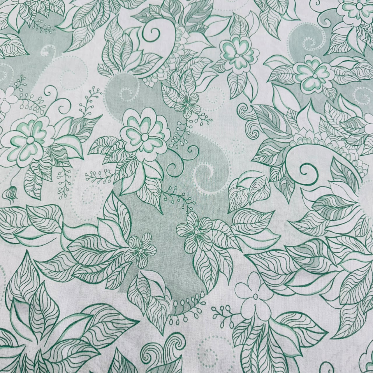 Green floral print Mulmul Fabric 21885