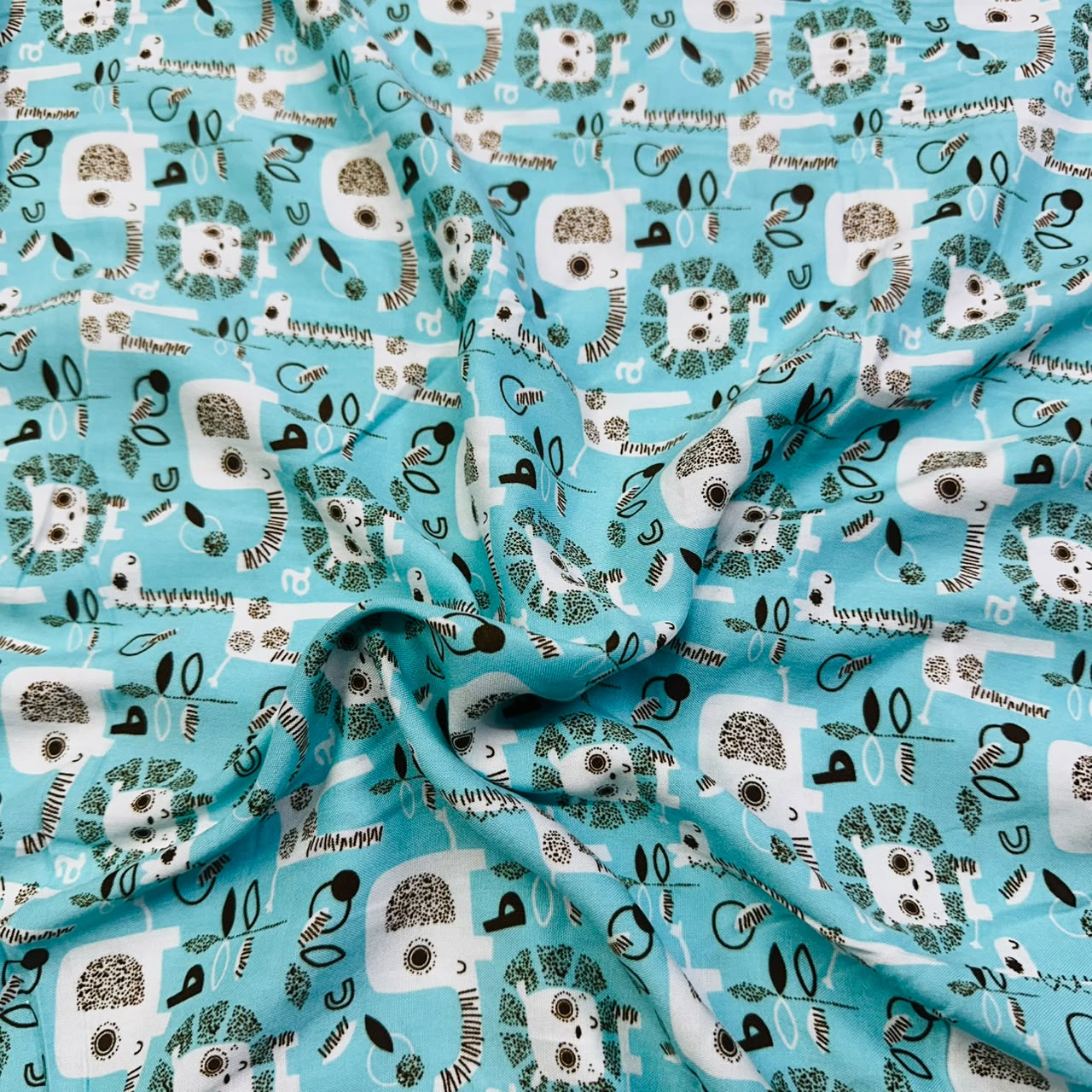 Sky Blue floral print Rayon Fabric TU-4242