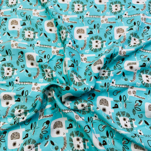 Sky Blue floral print Rayon Fabric TU-4242