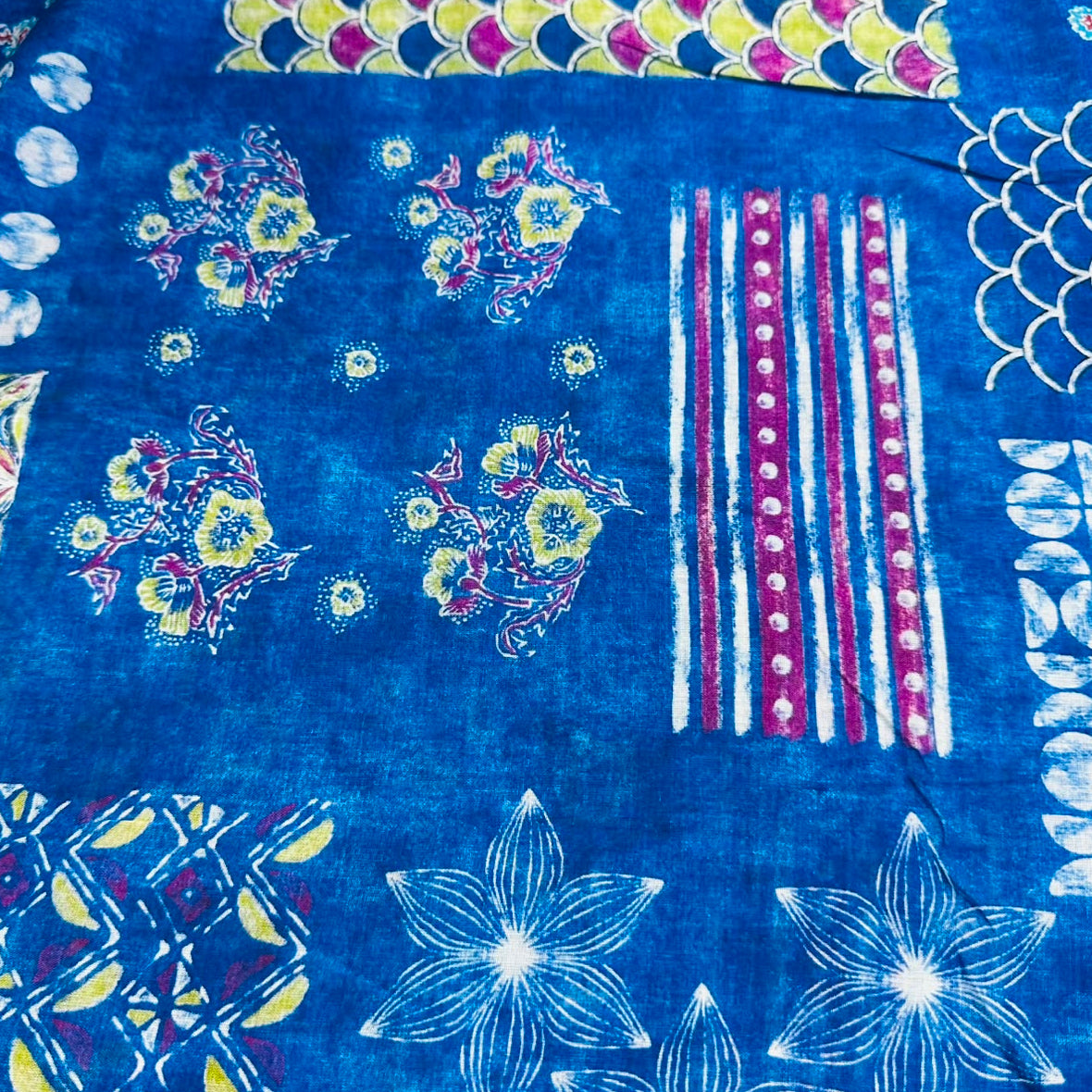 Indigo Blue floral Block print Cotton Mulmul Fabric GT-25435