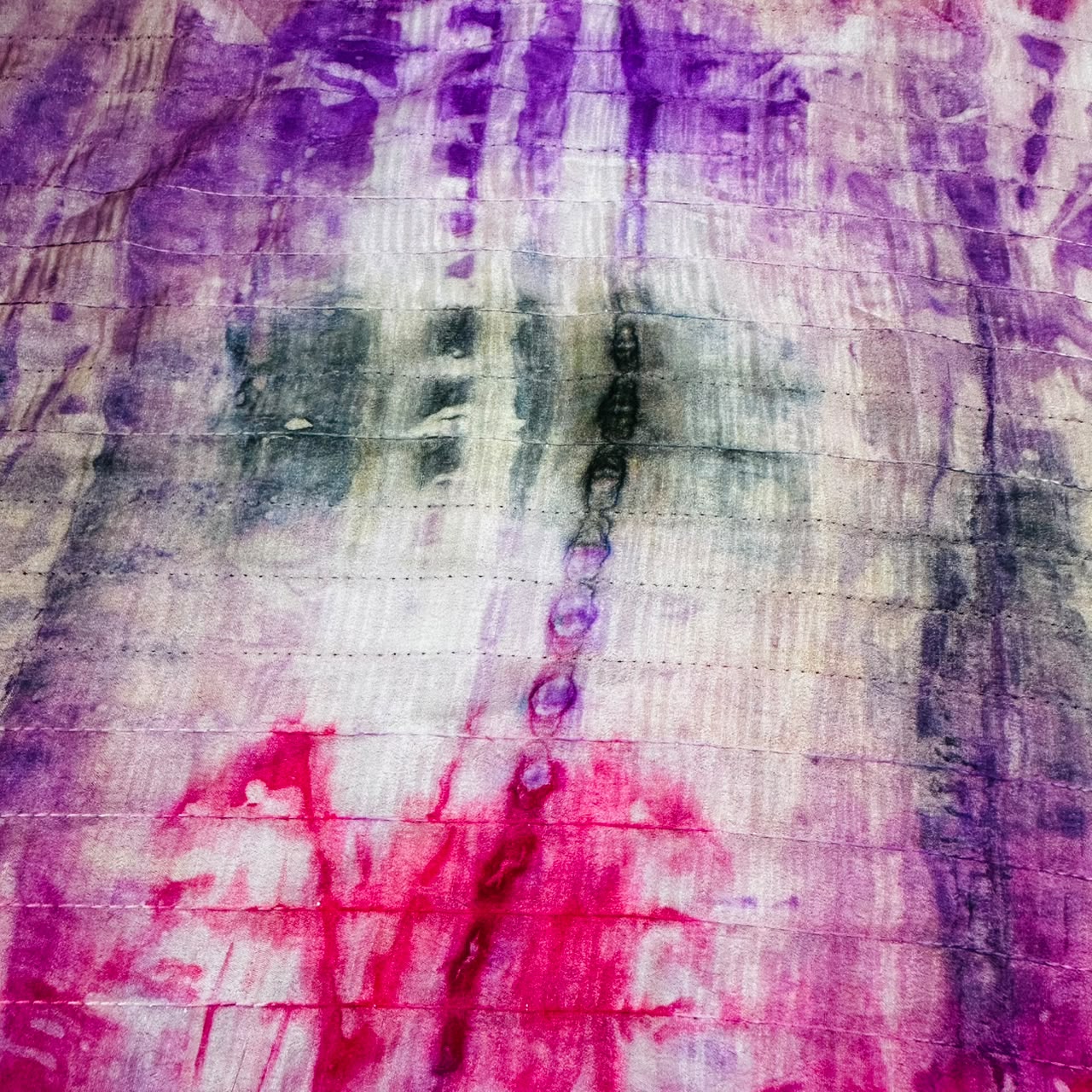 Purple Shibori Embroidery Chinnon Fabric VF-12633
