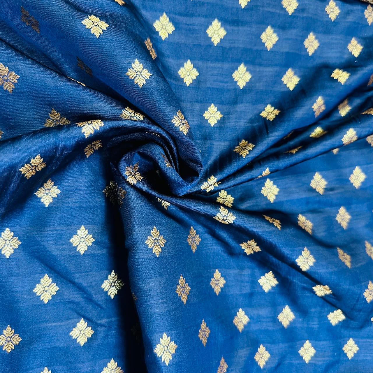 Navy Blue Banarasi Brocade Fabric 19212