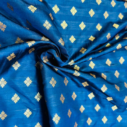 Navy Blue Banarasi Brocade Fabric 19212
