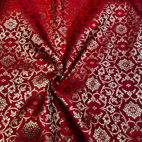 Red Banarasi Brocade Fabric KRE-23736