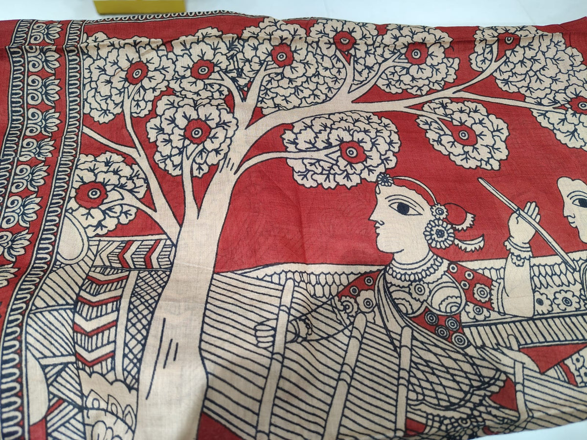 Cotton Dupatta Red Pen Kalamkari Print  MFR-30040