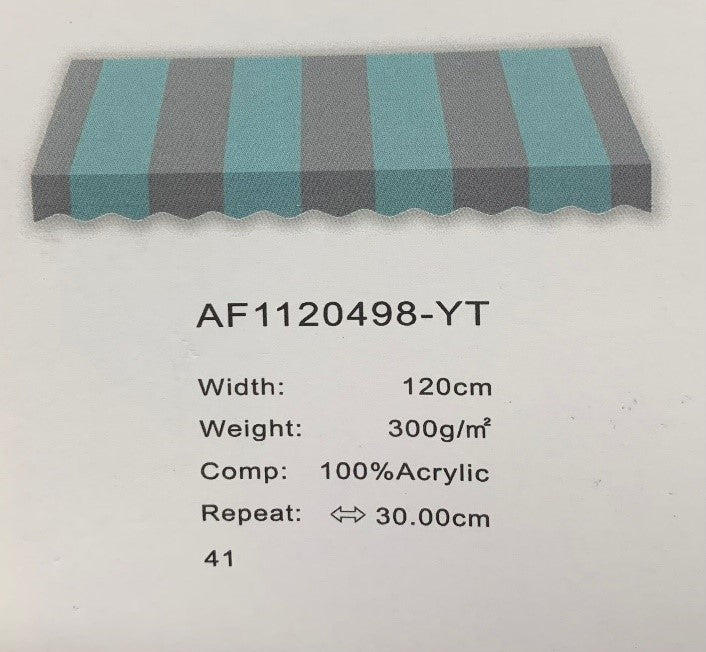 Premium Turquoise Blue with Grey Stripes Acrylic Fabric