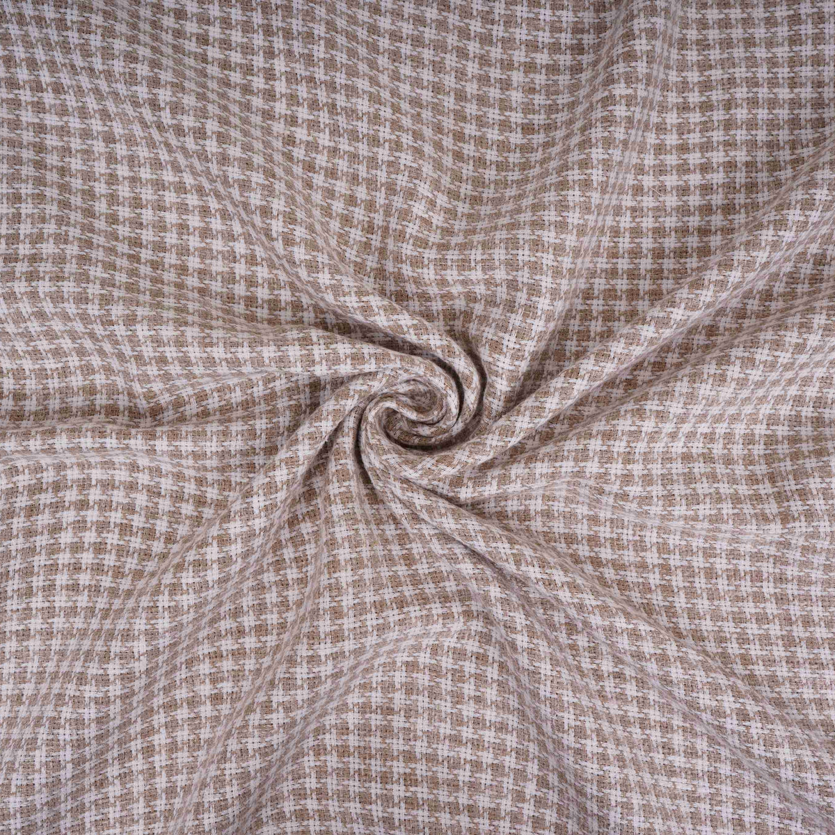Brown With White Check Linen Jute Fabric RS-32302 - TradeUNO