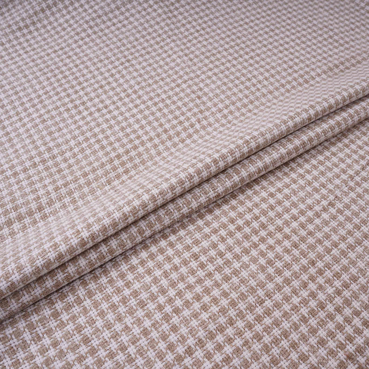 Brown With White Check Linen Jute Fabric RS-32302 - TradeUNO