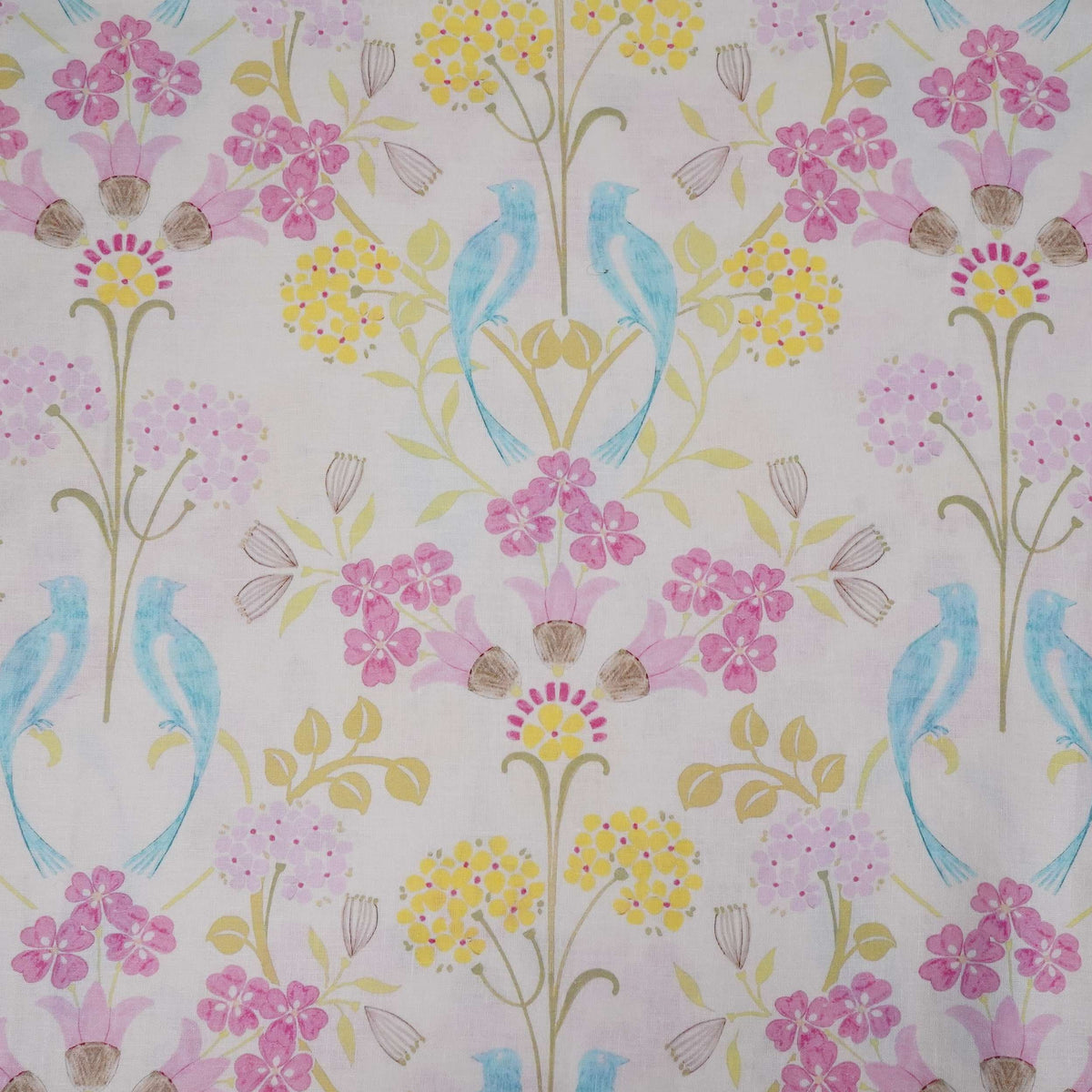 Cream Tropical Floral print 40s Pure Linen Fabric VF-31350 - TradeUNO