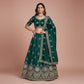 Green Parsi thread Embroidery Russian Silk Fabric DR-28032