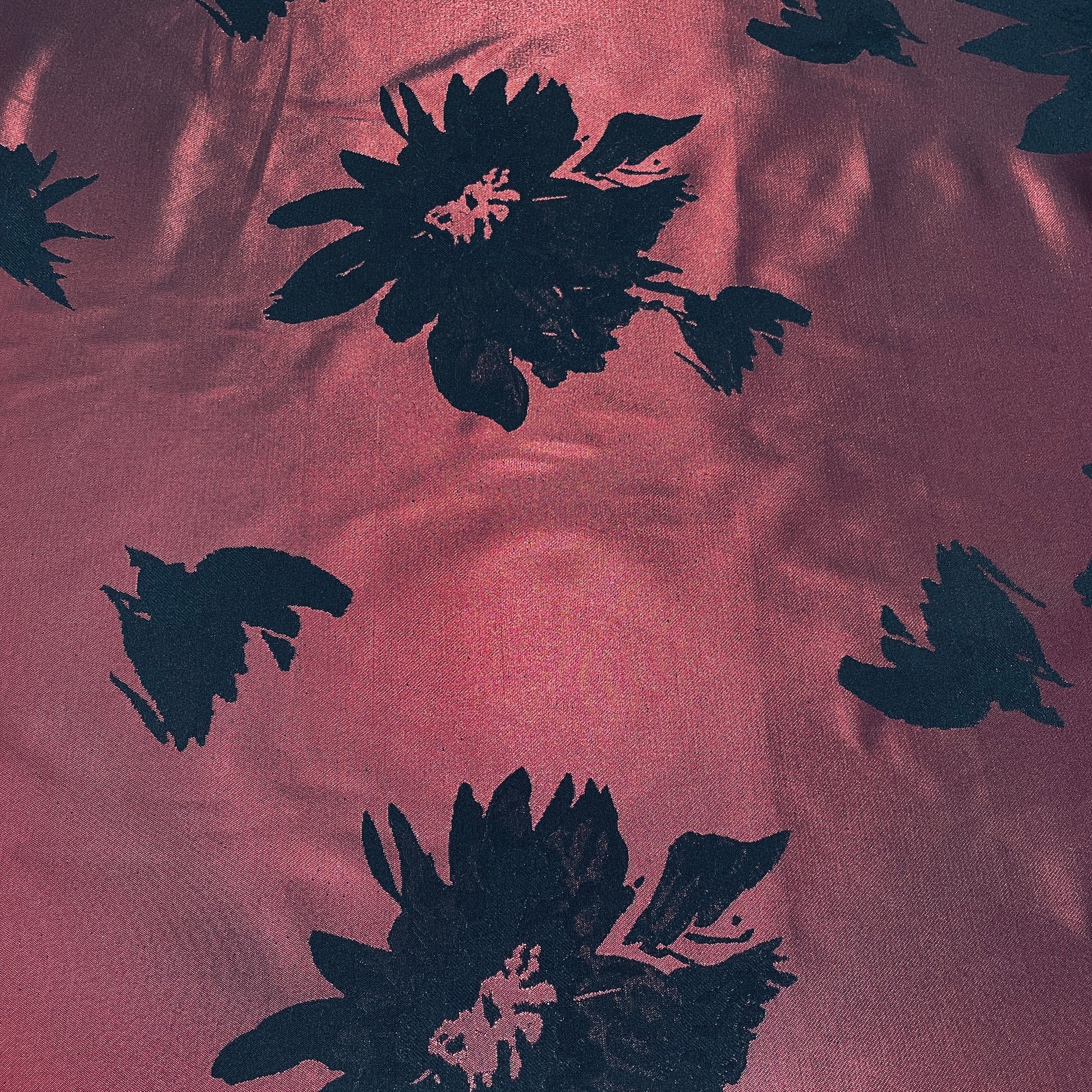 Black & Maroon Floral Brocade Jacquard Fabric - TradeUNO