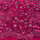 Maroon Floral Sequence Embroidery Net Fabric - TradeUNO