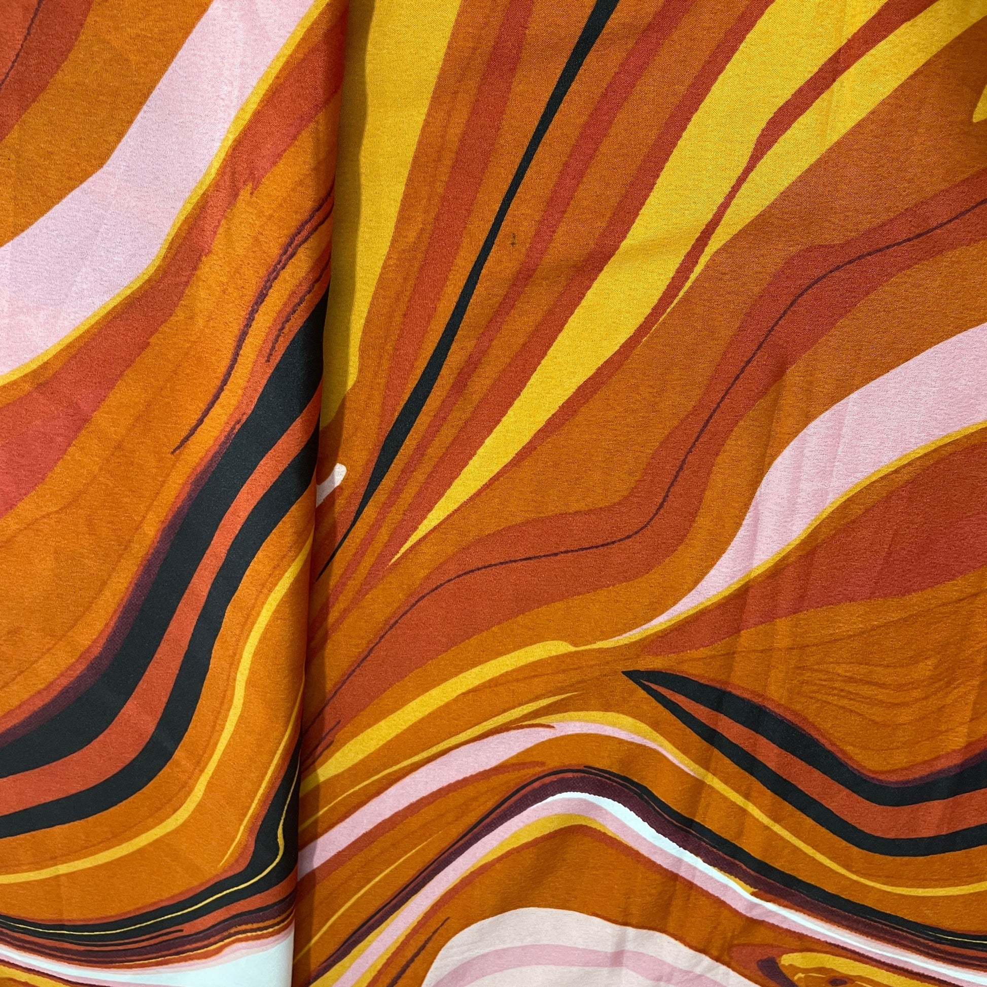 Multicolor Abstract Print Satin Fabric - TradeUNO