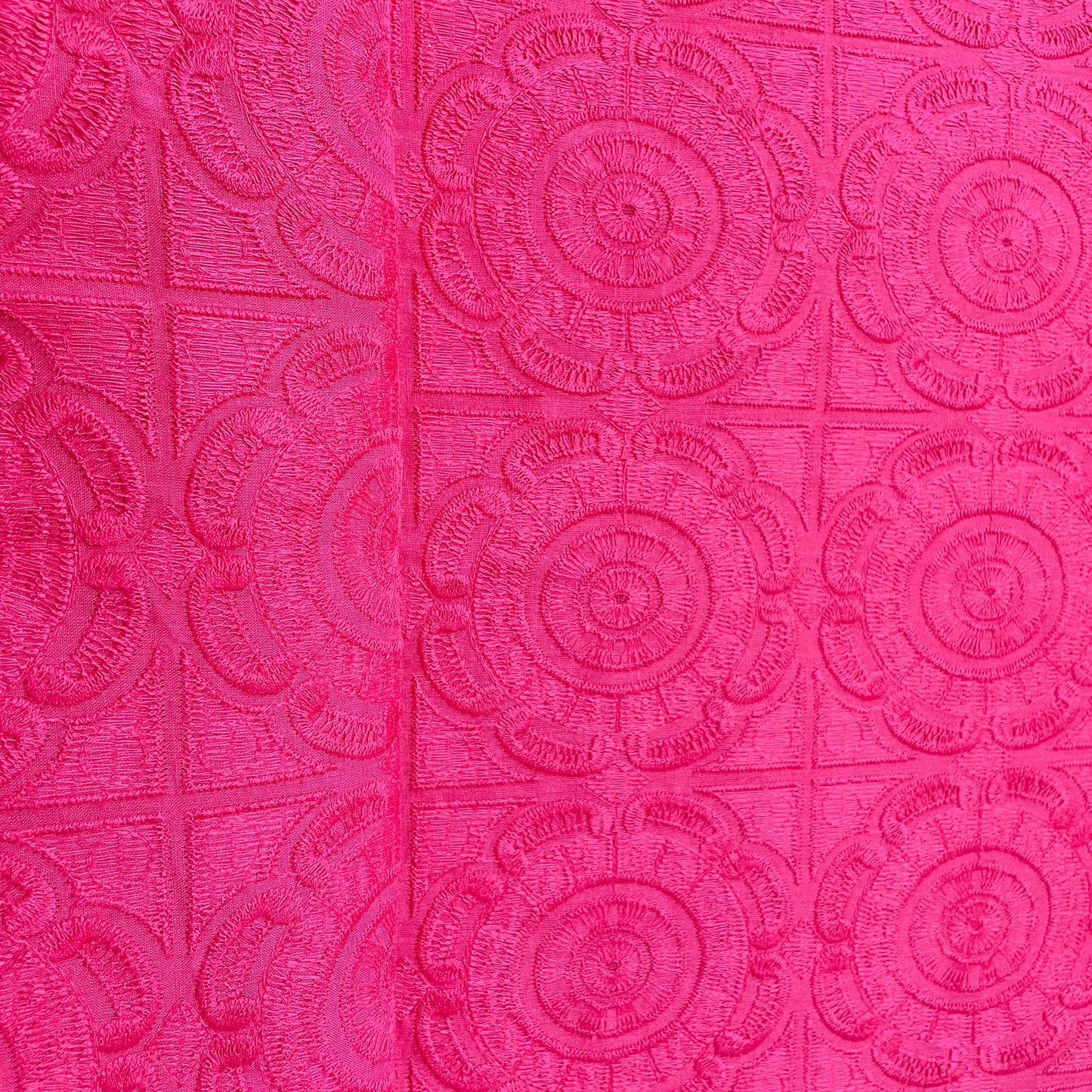 Magenta Pink Embroidery Cotton Fabric