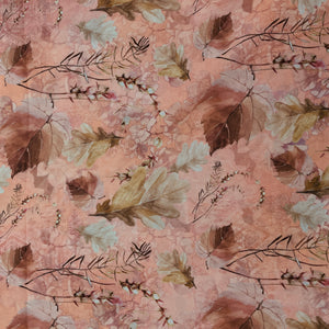 Orange Cream Floral Print Georgette Fabric - TradeUNO