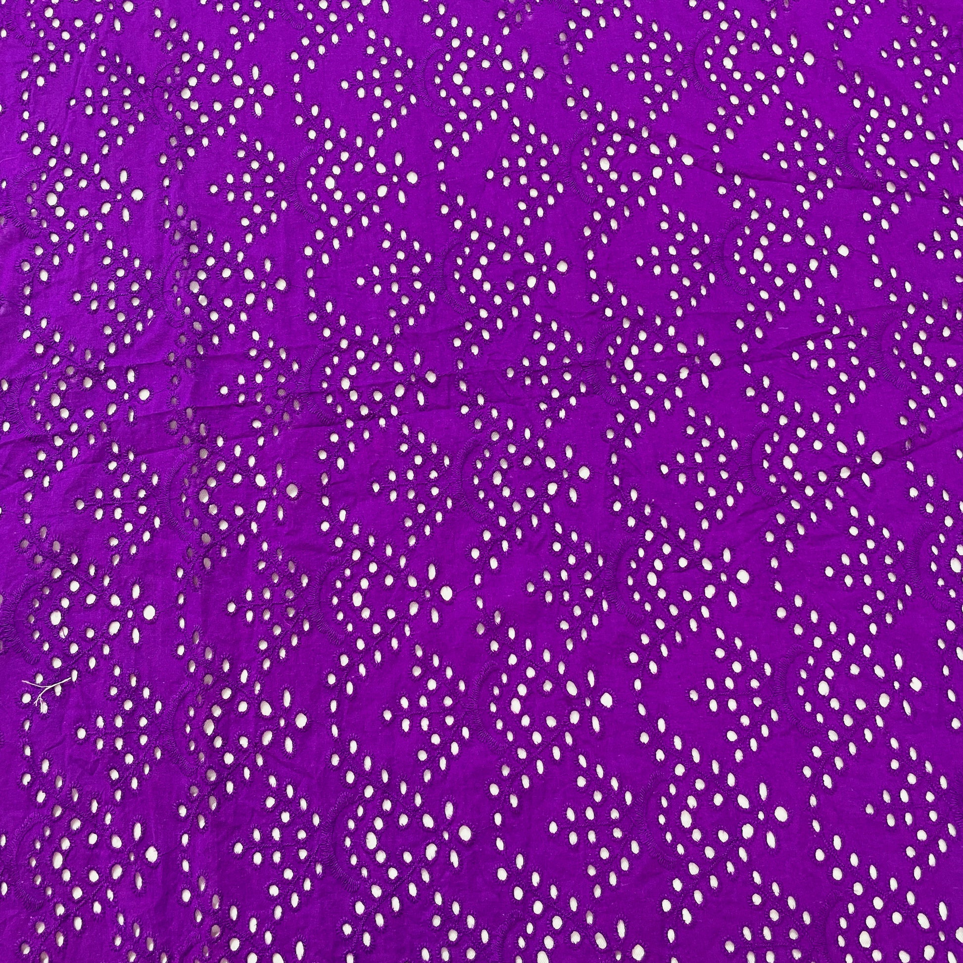 Purple Embroidery Cotton Schiffli Fabric - TradeUNO
