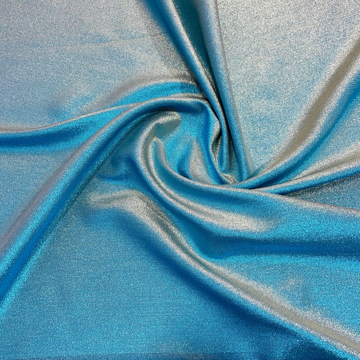 Aqua Blue & Platinum Gold Two Tone Brocade Fabric