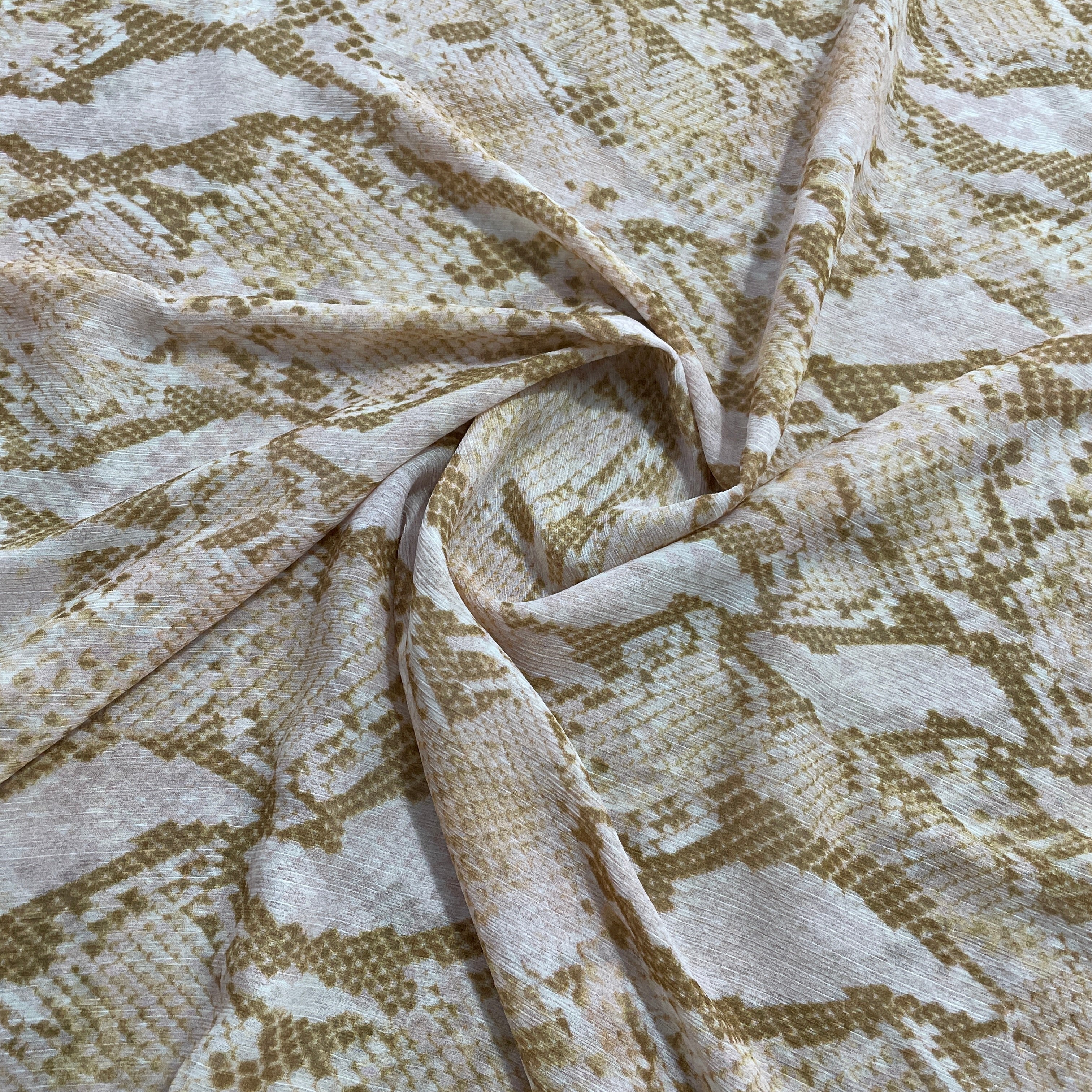White & Yellow Traditional Print Georgette Fabric - TradeUNO
