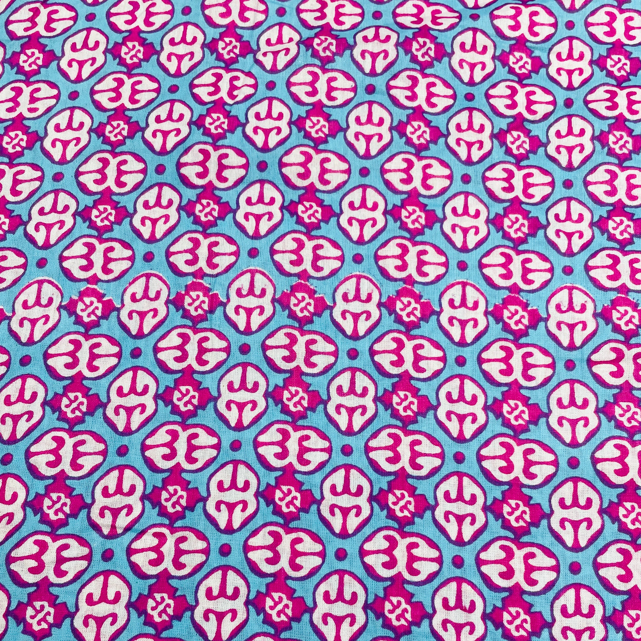 Blue & Pink Geometerical Print Cotton Fabric - TradeUNO