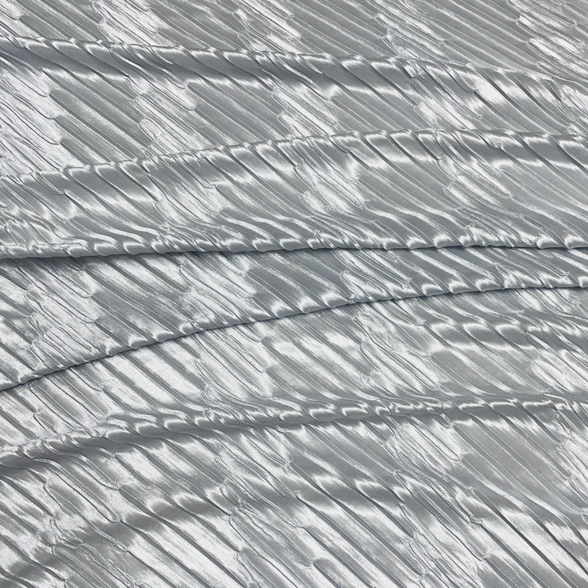 Grey Pleated Knit Lycra Fabric - TradeUNO