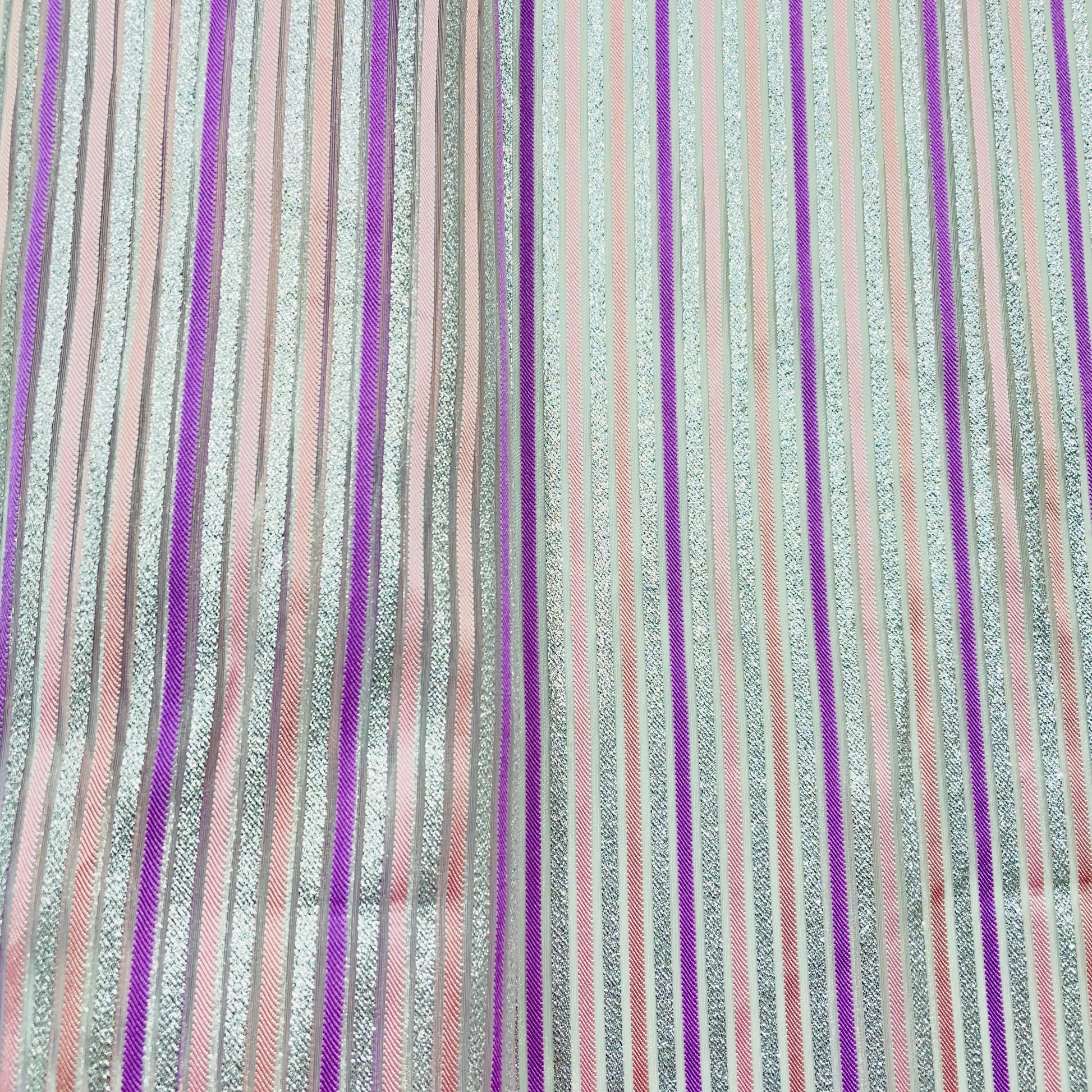 Multicolor Stripes With Lurex Organza Jacquard Fabric - TradeUNO