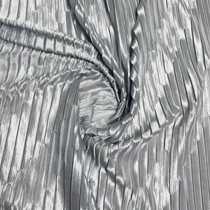 Grey Pleated Knit Lycra Fabric - TradeUNO