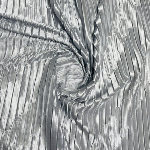 Grey Pleated Knit Lycra Fabric - TradeUNO