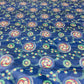 Dark Blue & Multicolor Floral Print Tusser Silk Fabric - TradeUNO