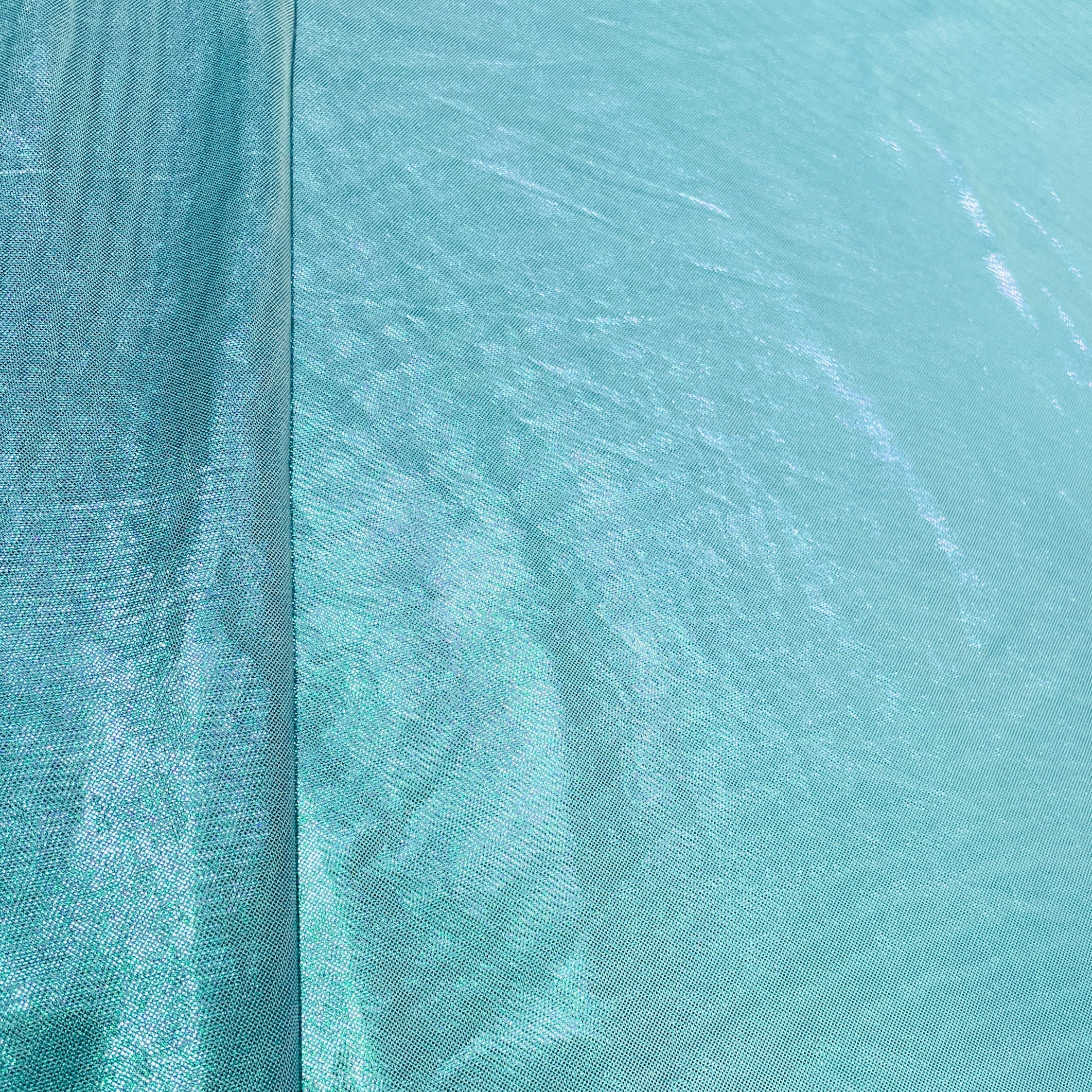 Sea Green 3D Shimmer Foil Imported Knit Lycra Fabric - TradeUNO