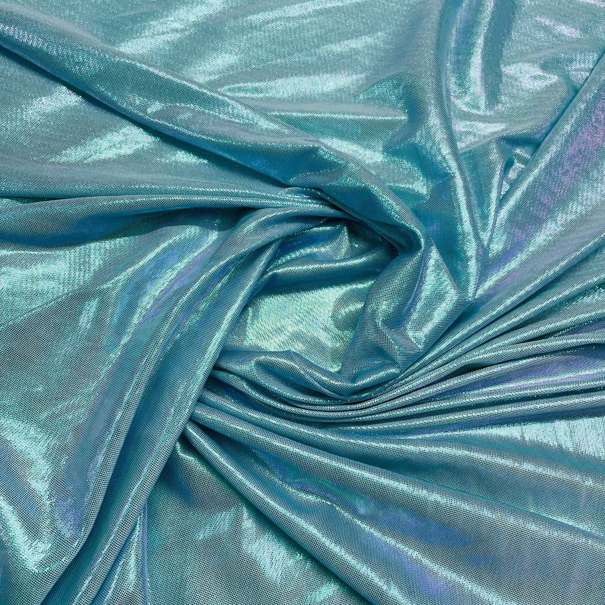 Sea Green 3D Shimmer Foil Imported Knit Lycra Fabric - TradeUNO