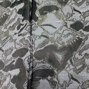 Black & Bronze Floral Brocade Jacquard Fabric - TradeUNO