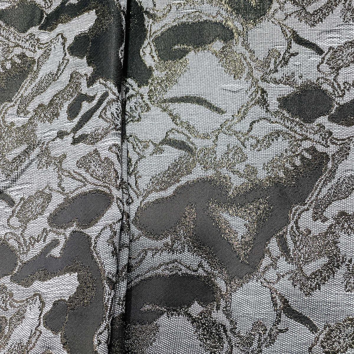 Black & Bronze Floral Brocade Jacquard Fabric - TradeUNO