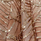 Peach Beads & Sequence Embroidery Net Imported Fabric - TradeUNO