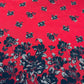 Red & Black Floral Brocade Jacquard Fabric