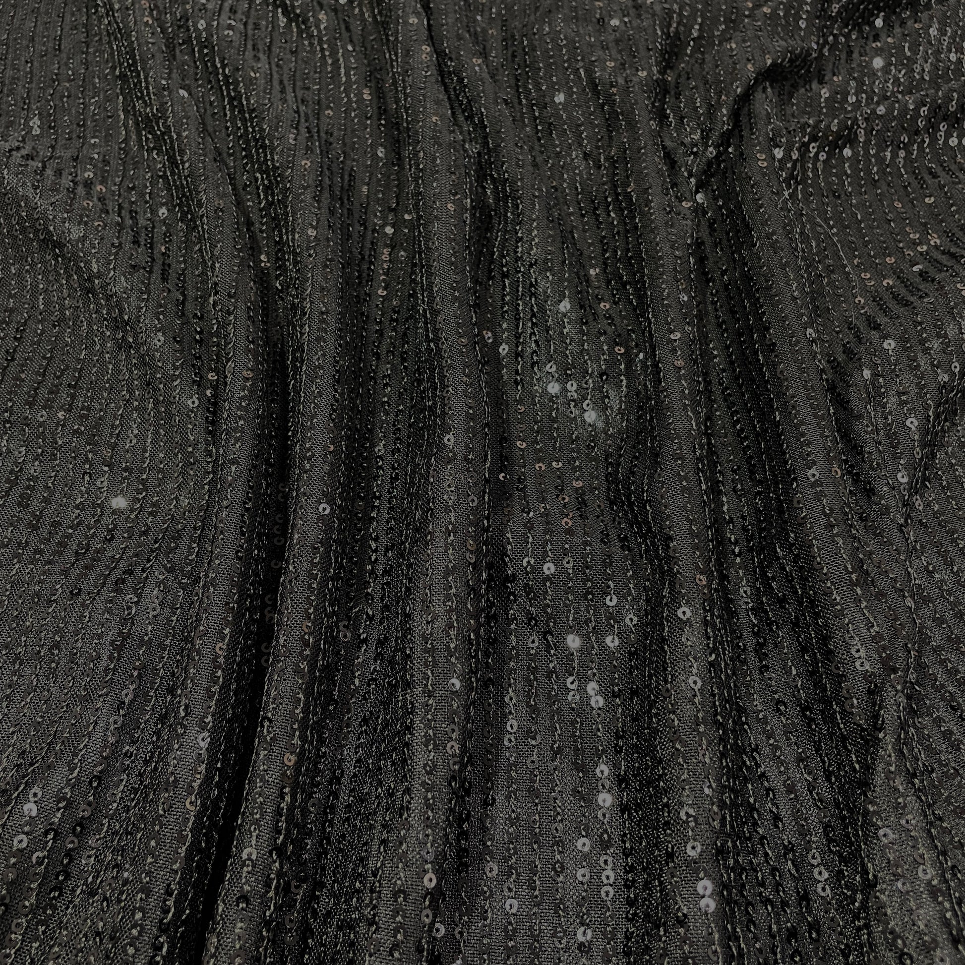 Black Sequence Embroidery Net FabricLycra Fabric - TradeUNO