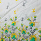 White & Yellow Floral Thread Embroidery Cotton Fabric - TradeUNO