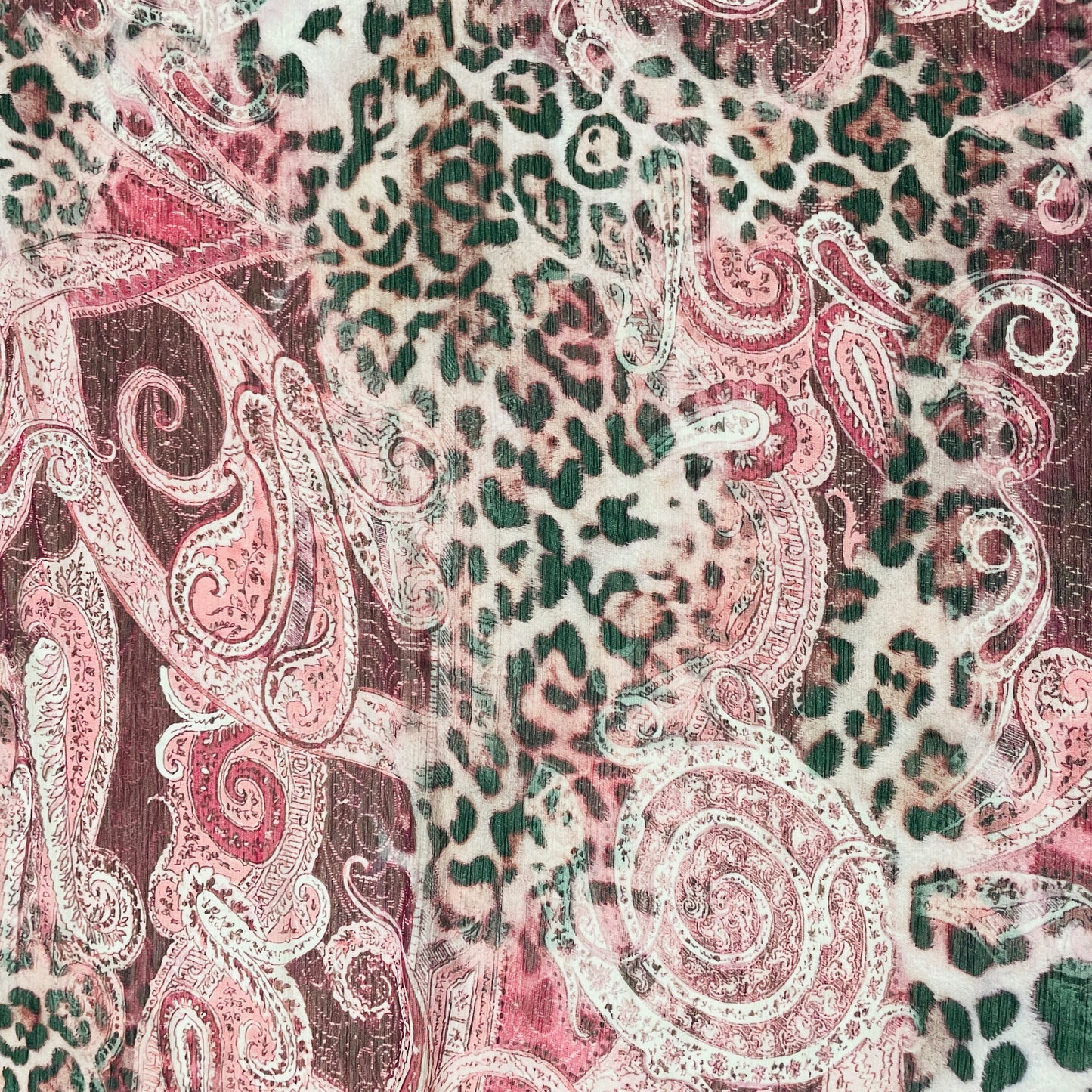 Pink Paisley Print Geogrette Fabric - TradeUNO