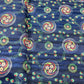 Dark Blue & Multicolor Floral Print Tusser Silk Fabric - TradeUNO
