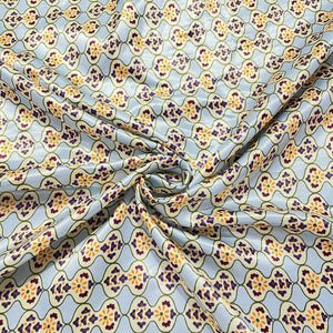 Grey Multicolor Geometerical Print Satin Fabric - TradeUNO