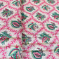 Pink Green Floral Print Tusser Silk Fabric - TradeUNO