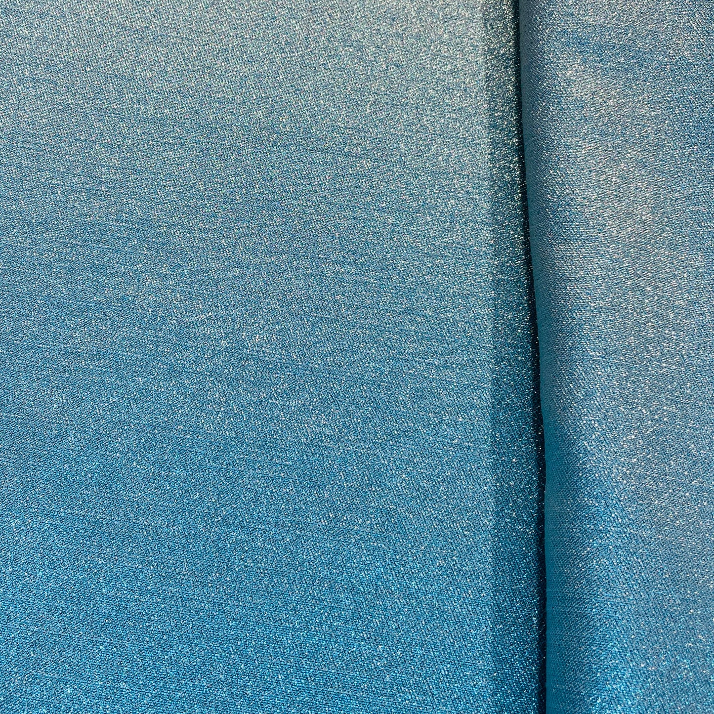 Aqua Blue & Platinum Gold Two Tone Brocade Fabric
