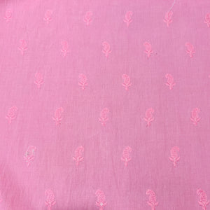Pink Paisley Sequence Embroidery Cotton Fabric - TradeUNO