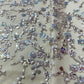 Beige Floral Sequence Embroidery Net Fabric - TradeUNO