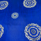 Royal Blue Floral With Gold Foil Dupion Silk Fabric