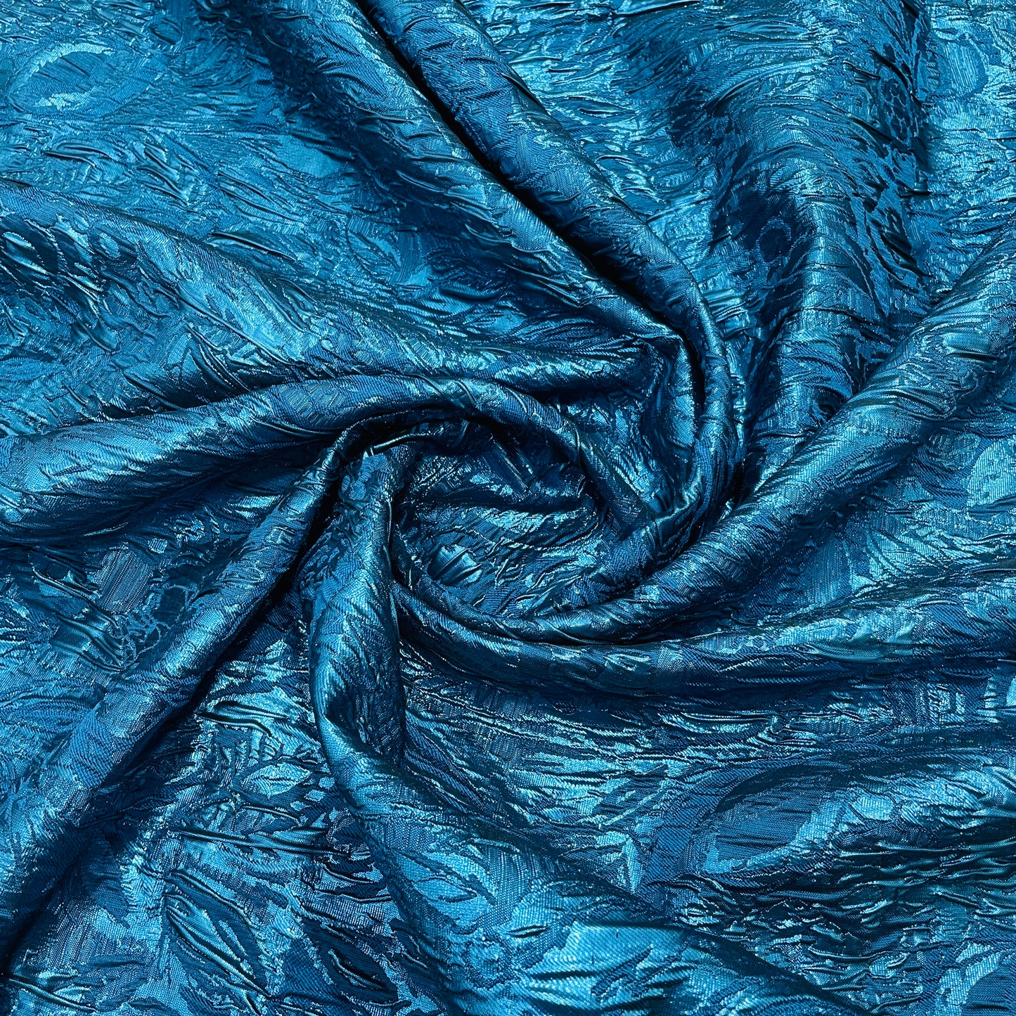 Teal Blue Floral Brocade Jacquard Fabric