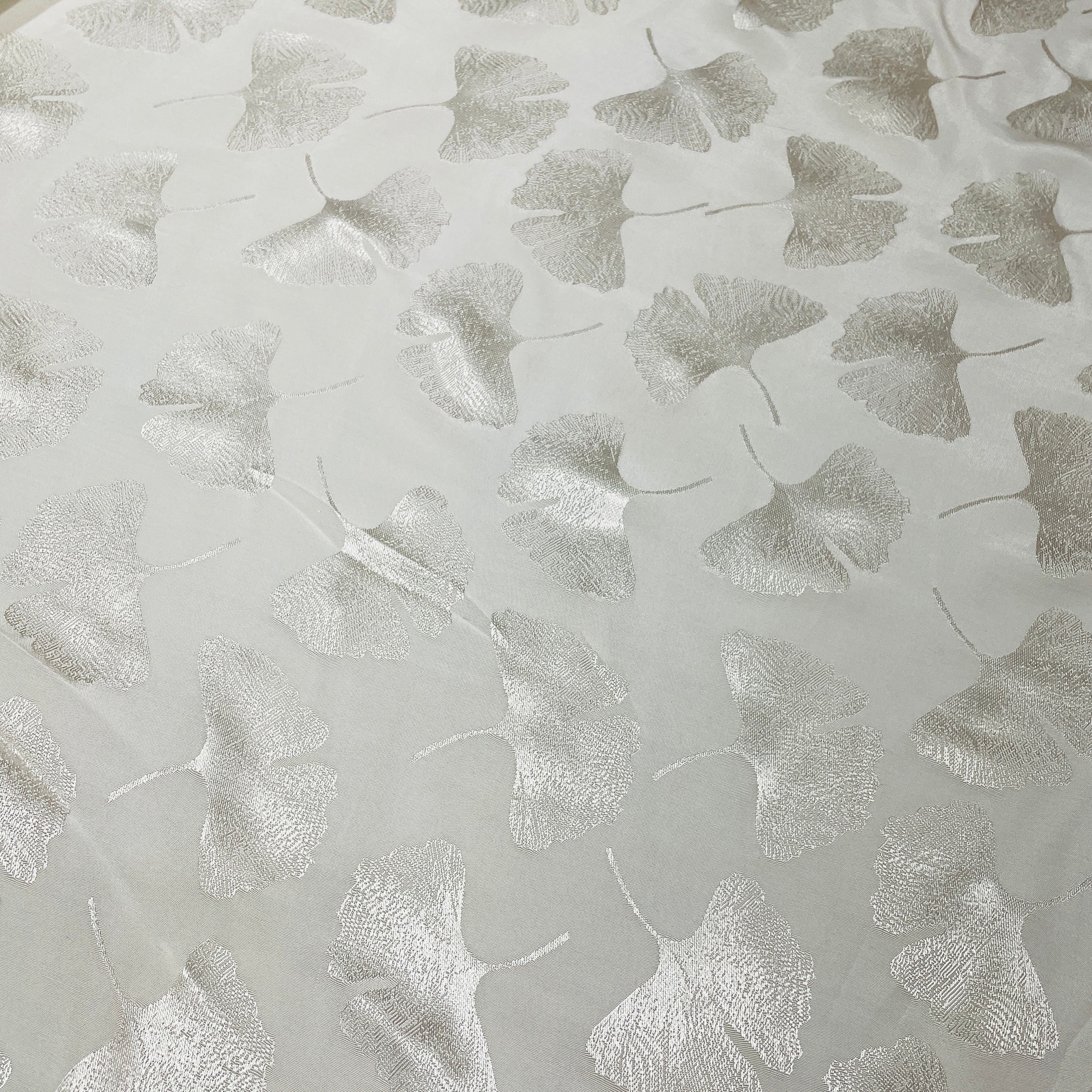 White Floral Satin Crepe Fabric - TradeUNO