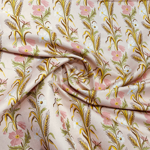 Pink & Mulitcolor Floral Brocade Jacquard Fabric - TradeUNO