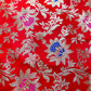 Red & Multicolor Floral With Gold Foil Brocade  Fabric